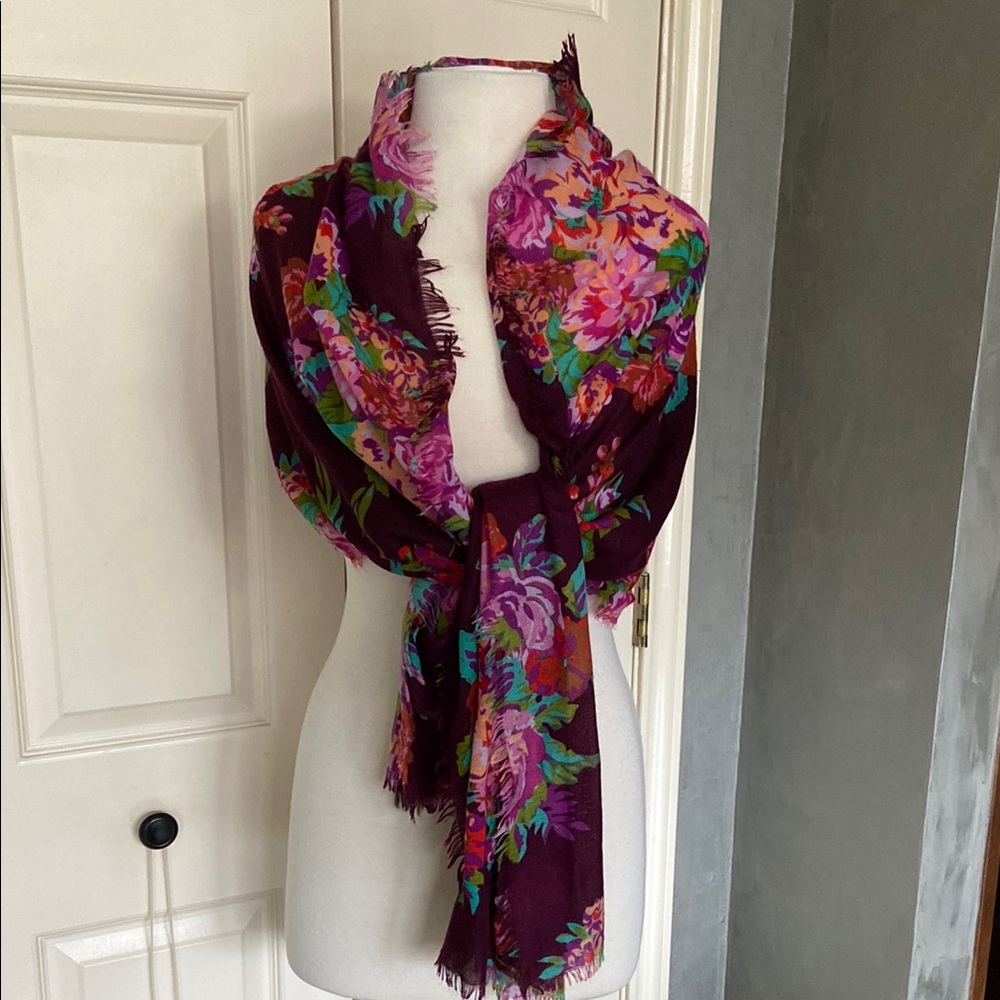 Vibrant Pink and Purple Floral Wrap Scarf